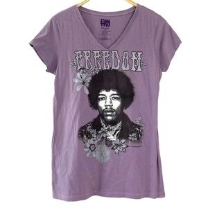 Jimi Hendrix Stone Free FREEDOM Graphic Purple T-Shirt size JUNIOR XXL